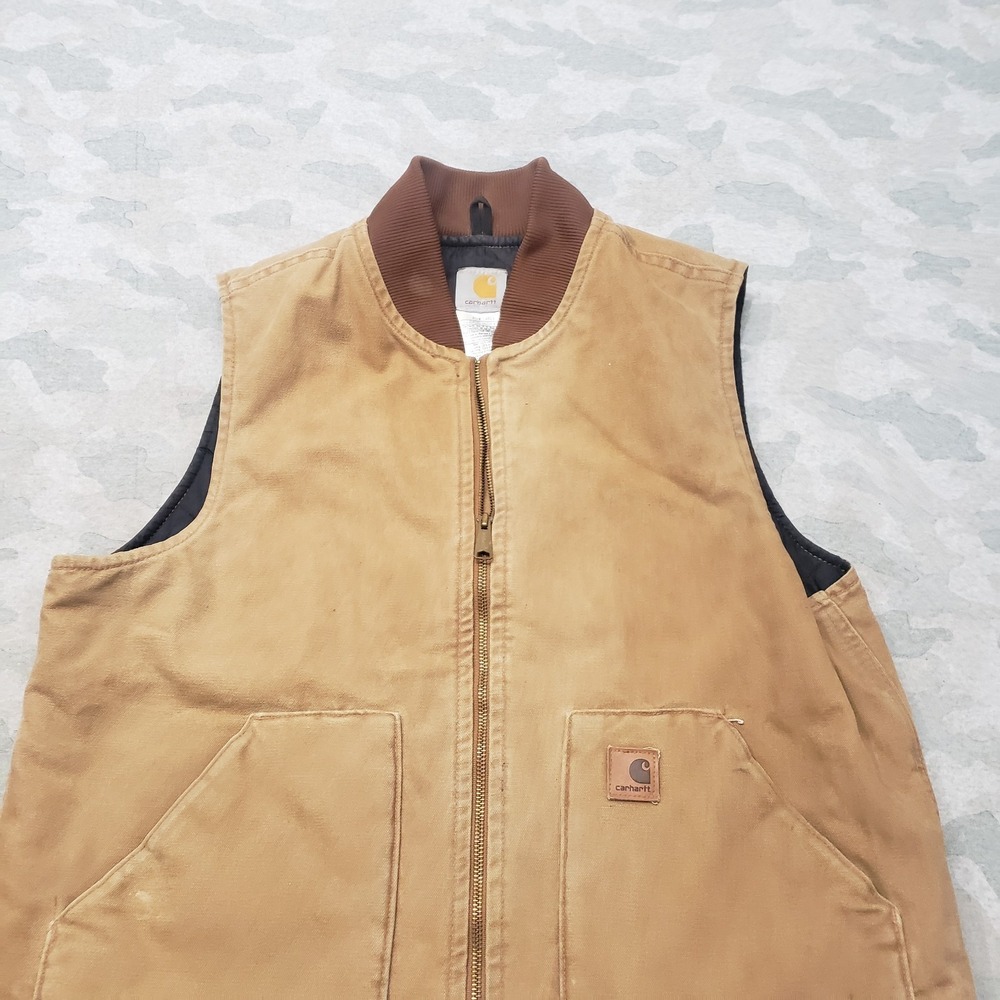 Vintage Carhartt Vest Mens Large Tall Brown Full Zip Diamond Quilted Workwear - Picture 3 of 10